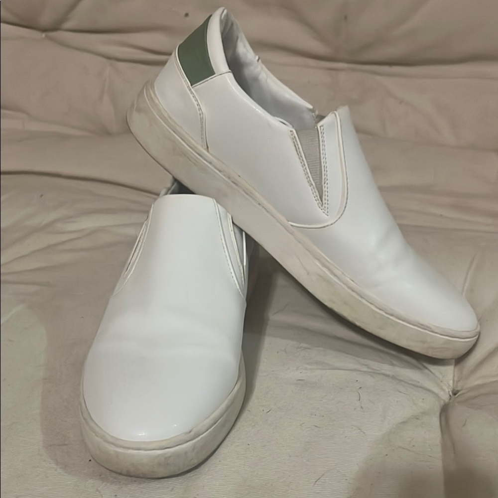 Thousand Fell-White Slip-On Shoes with Green Accent- Aloe Vera infused liner